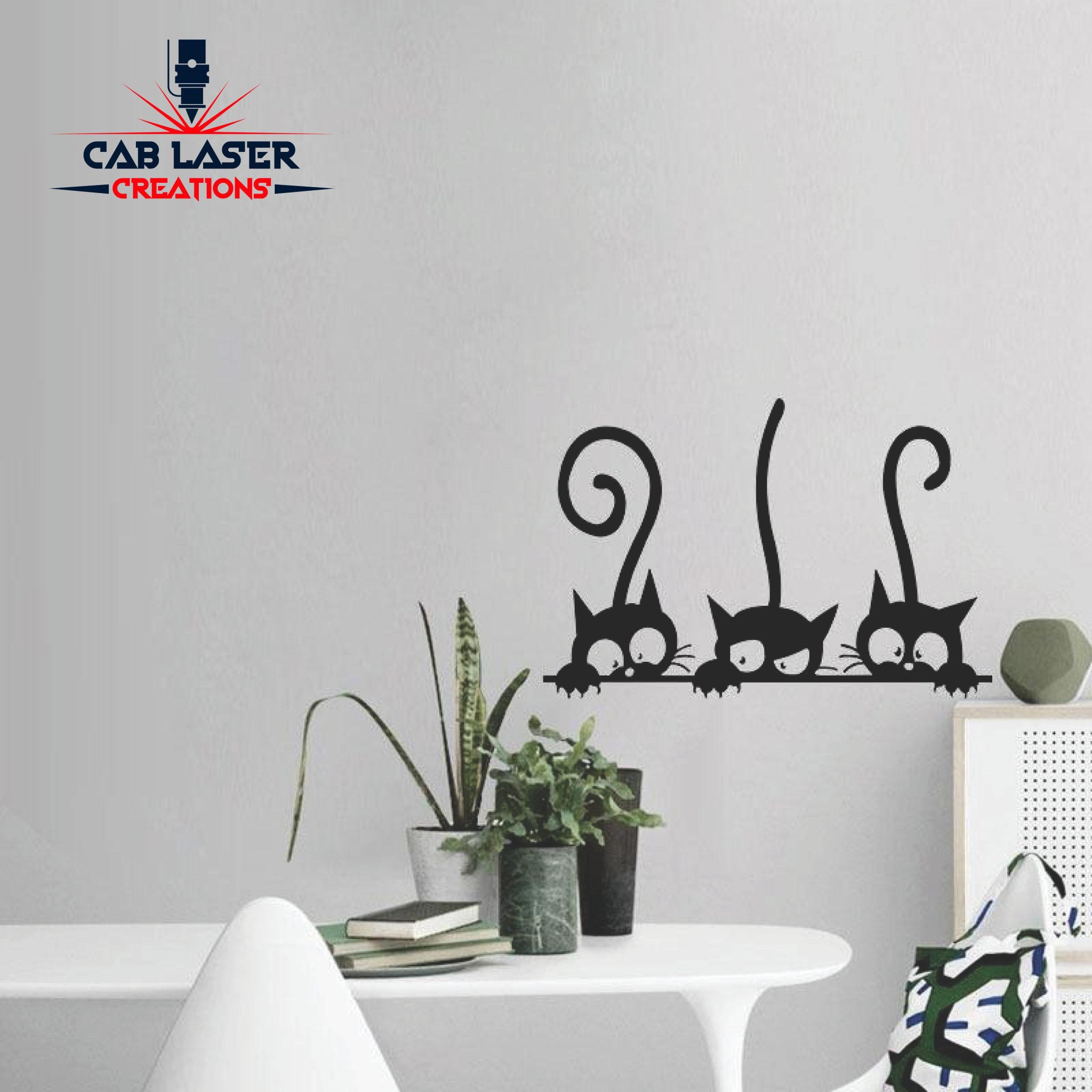 Laser Cut Three Black Cats Wall Decor - Image 5