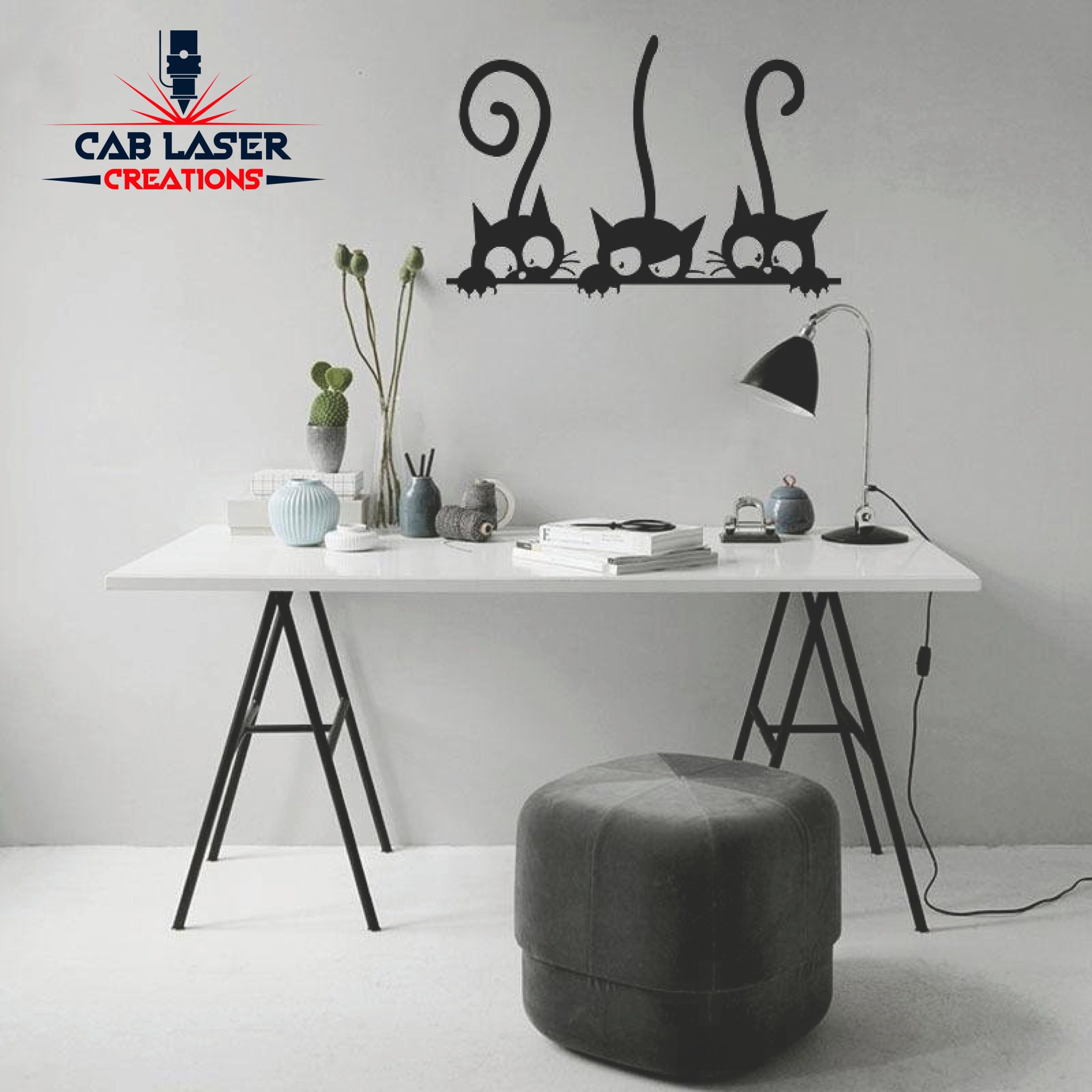 Laser Cut Three Black Cats Wall Decor - Image 2