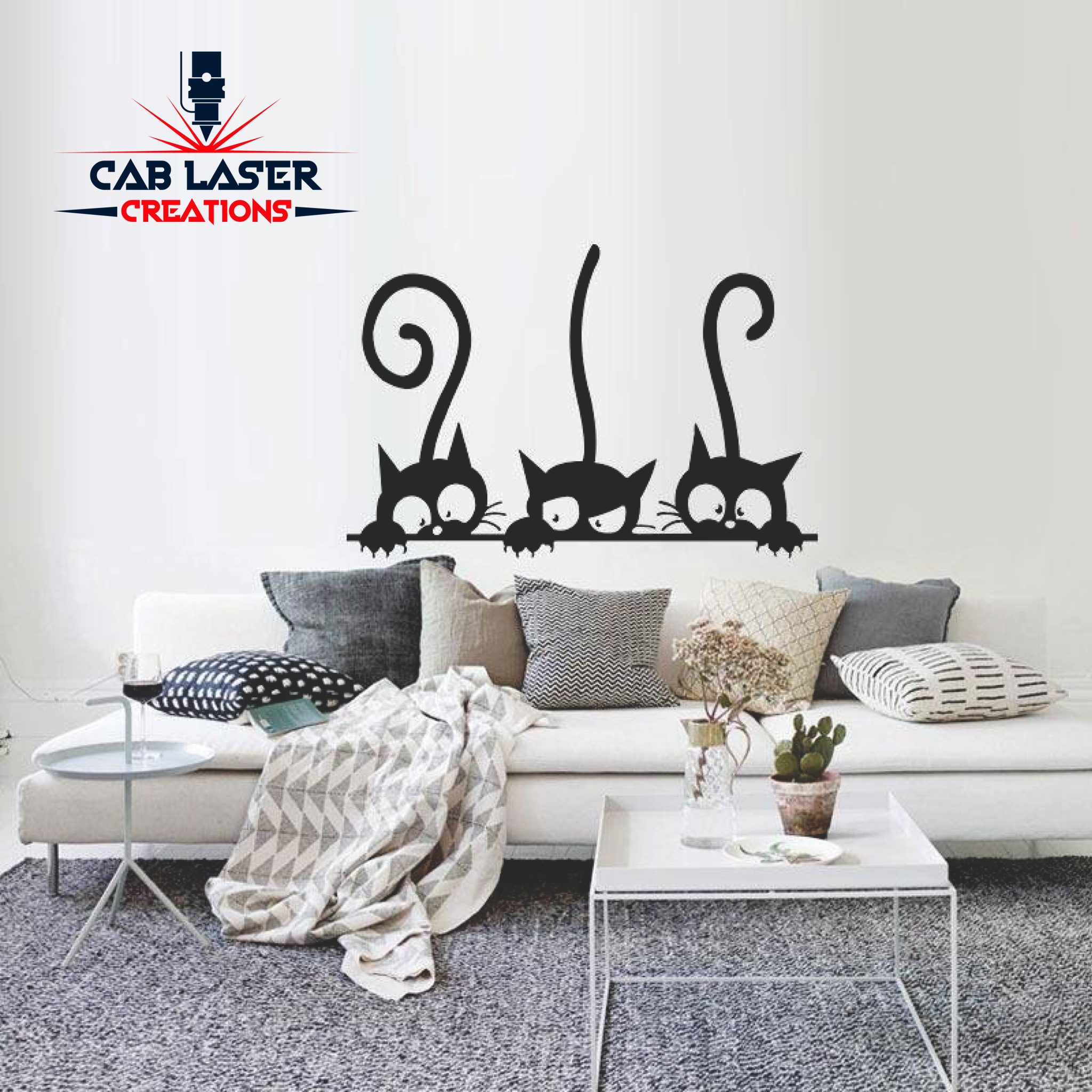 Laser Cut Three Black Cats Wall Decor - Image 3