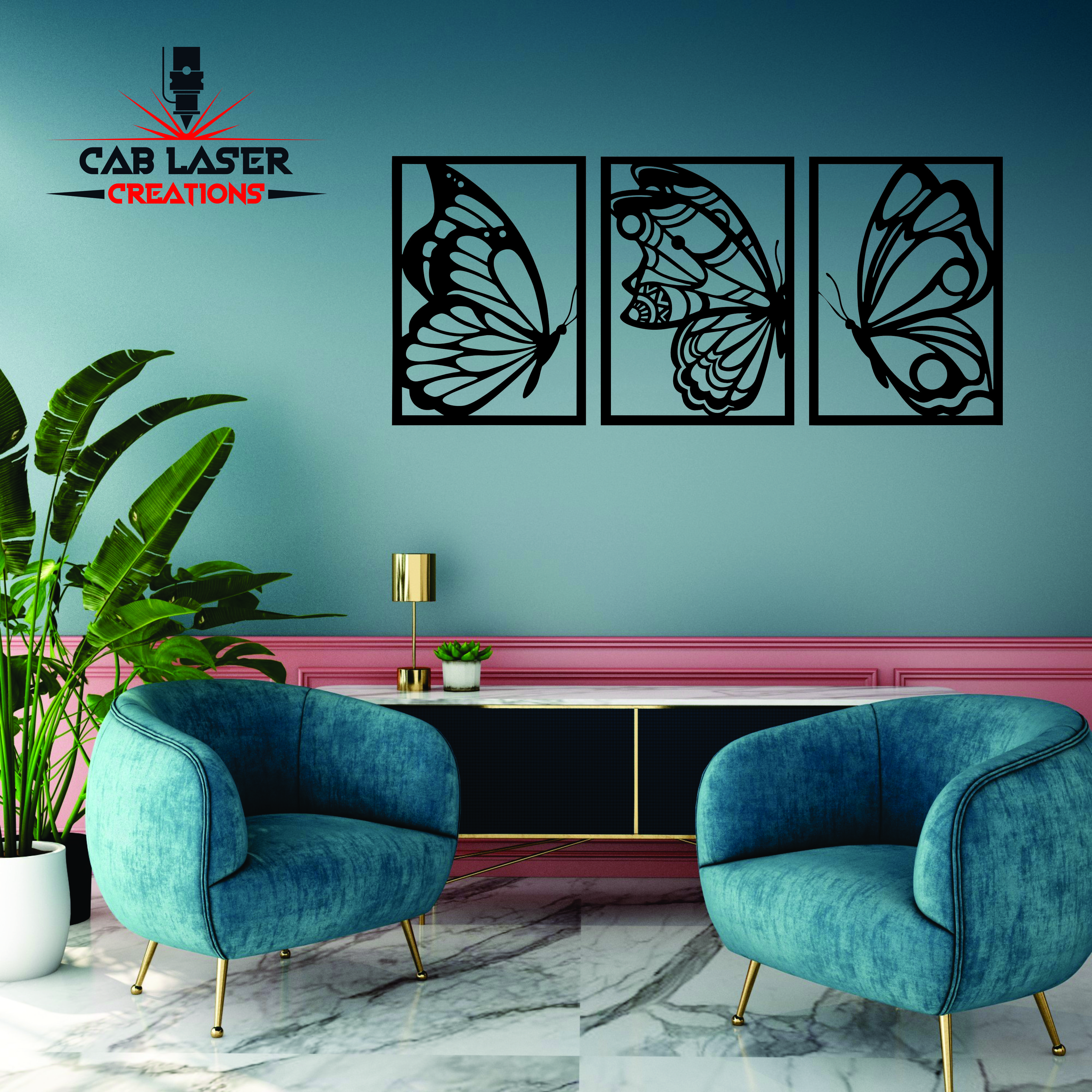 Butterfly Wall Decor Set Steel Home Decor Set Of 3 - Image 2