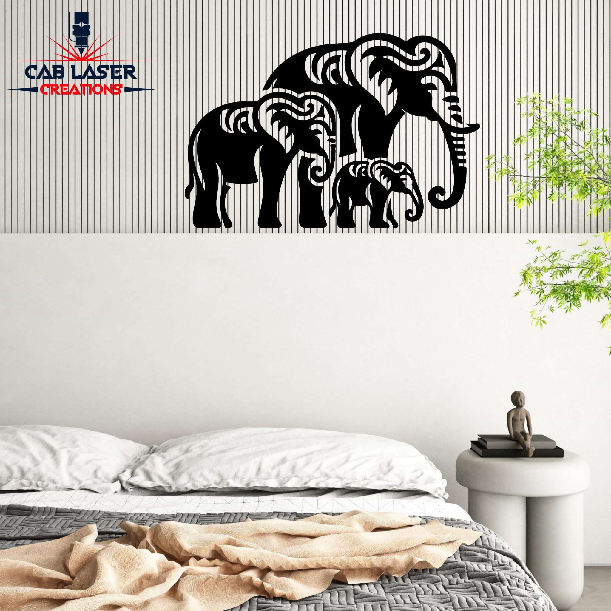 Elephant Family Home Decor Steel Laser Cut - Image 2