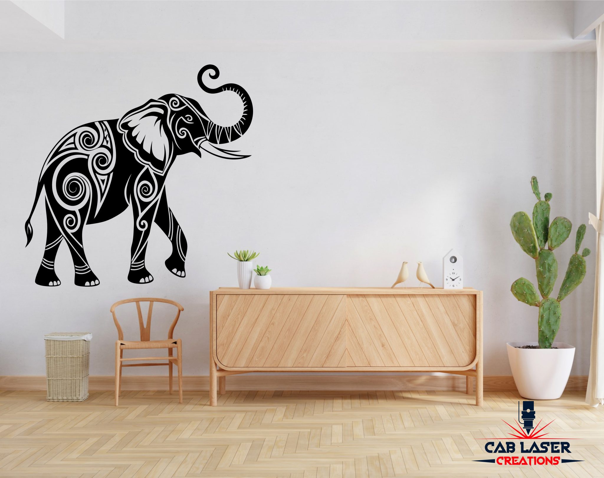 Tribal Walking Elephant Laser Cut Steel Art - Image 2