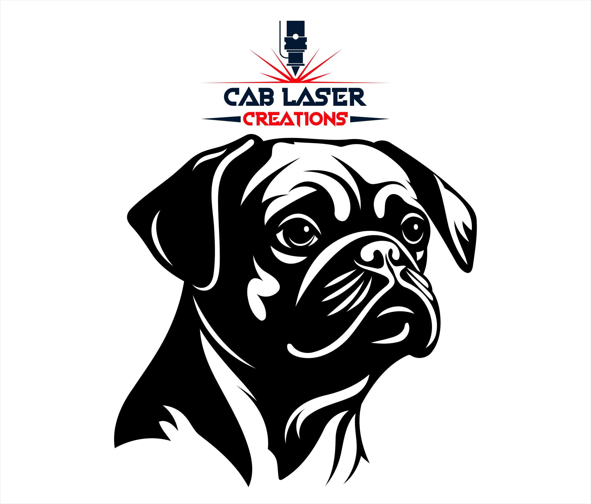 Pug Dog Head Wall Art Laser Steel Cut